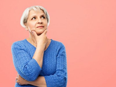 Lady considers something