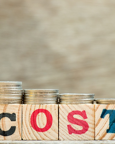 Cost written on wooden blocks